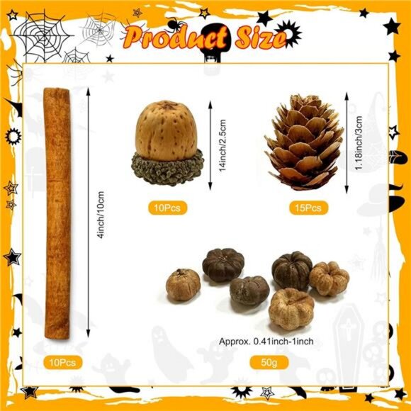 Perfect Fall Potpourri Bowl Filler with Mini Pumpkin, Cinnamon Stick, and More - Picture 2 of 5